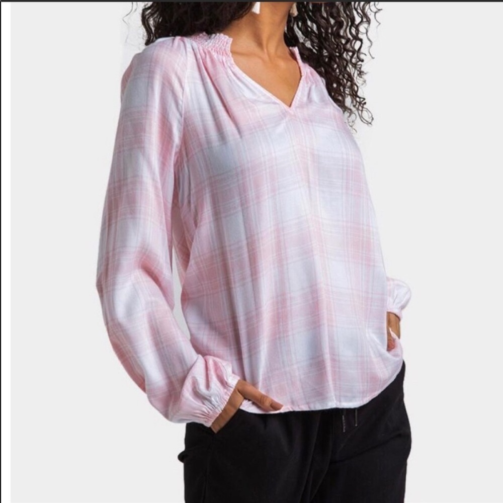 Francesca’s Harper extra small heritage smock neck top blouse